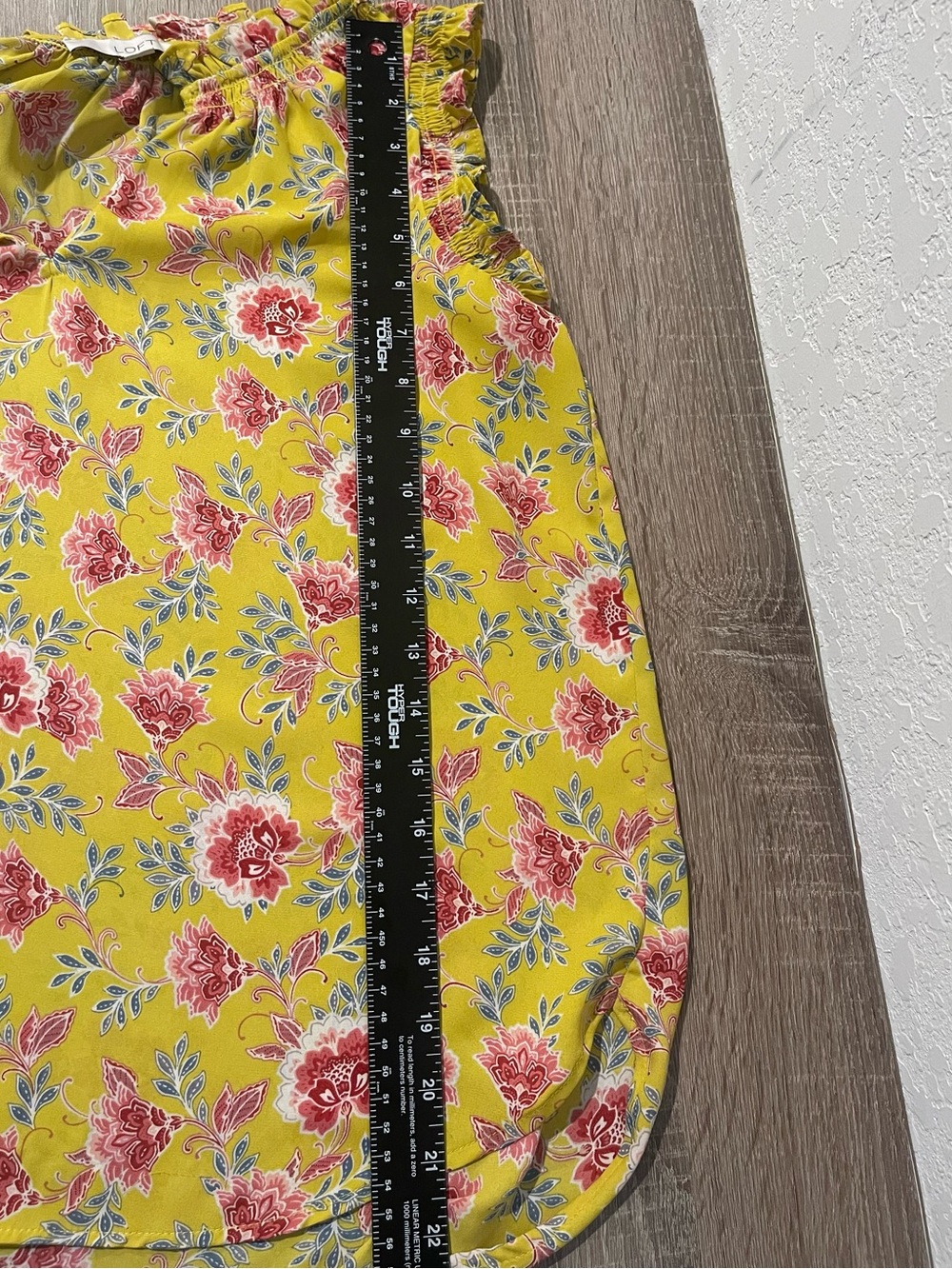 LOFT Yellow Floral Ruffle Neck Shell Top - Picture 5 of 5